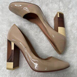 Baldini Women's Cream Round Toe Pump Heel Slip On Shoes Size 41